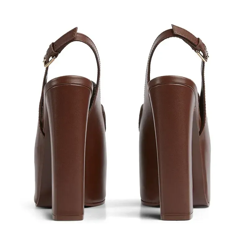 Gucci brown thick soled rear lace up high heels