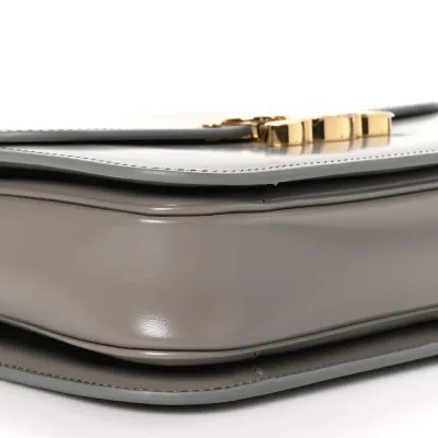 Celine Medium Triomphe Bag Pebble Shiny Calfskin Leather Gold Hardware