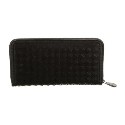 Bottega Veneta Large Continental Wallet Black Calfskin Leather Silver Hardware