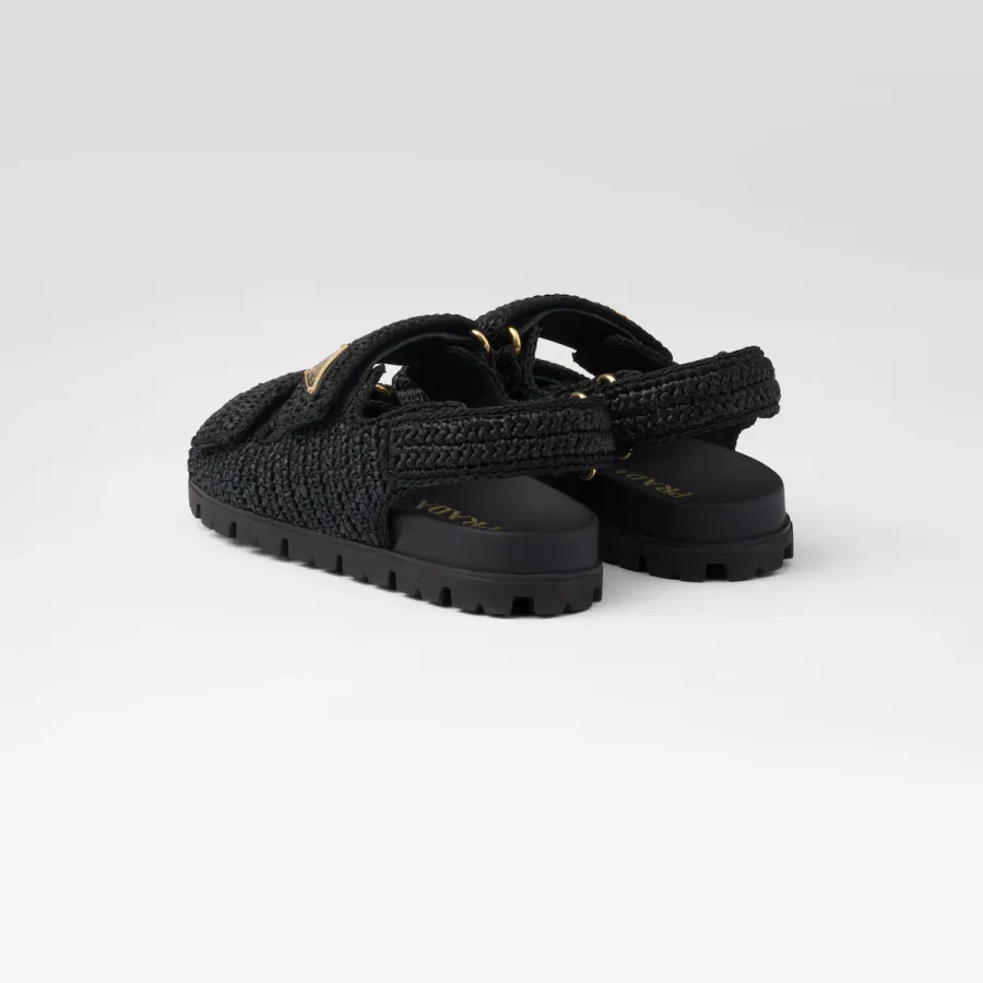 PRADA Black crocheted sandals