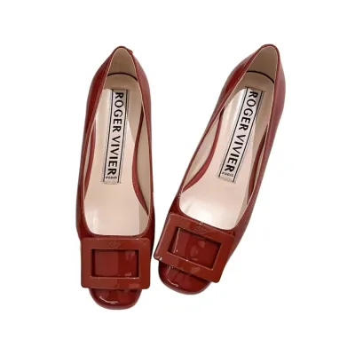 Roger Vivier U Look Ballerinas In Red Patent Leather With Lacquered Buckle (Heel Height 2.5cm)