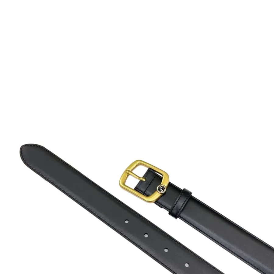 Gucci Women's Rectangular Buckle Belt In Black/Coffee/Brown/Red Smooth Calfskin With Gold Hardware 30mm