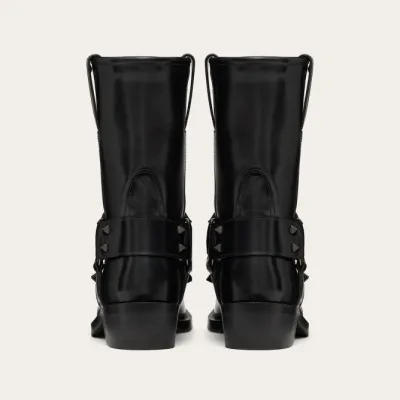 VALENTINO ROCKSTUD Calf leather Motorcycle ankle boots (heel height 4cm)