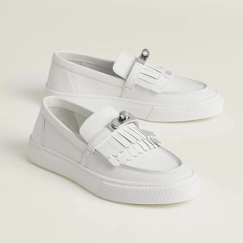 HERMES Game White Loafers