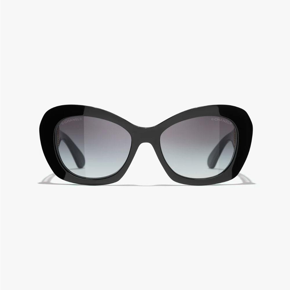 Óculos CHANEL cor preto dourado tamanho 55口18-140