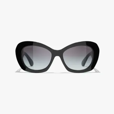 CHANEL glasses black gold color size 55口18-140