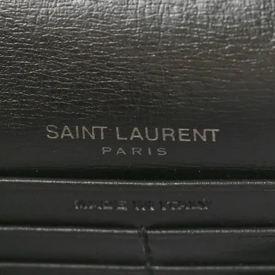 Saint Laurent Small Sunset Chain Wallet Black Monogram Calfskin Leather Black Hardware