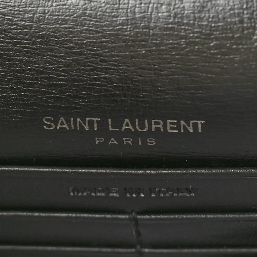 Saint Laurent Small Sunset Chain Wallet Black Monogram Calfskin Leather Black Hardware