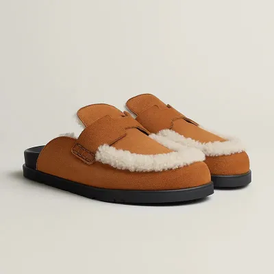 HERMES Go Mule Brown Slippers