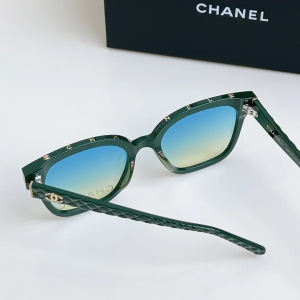 CHANEL square frame glasses blue-green gradient/black color size 65-16-145 - Image 7