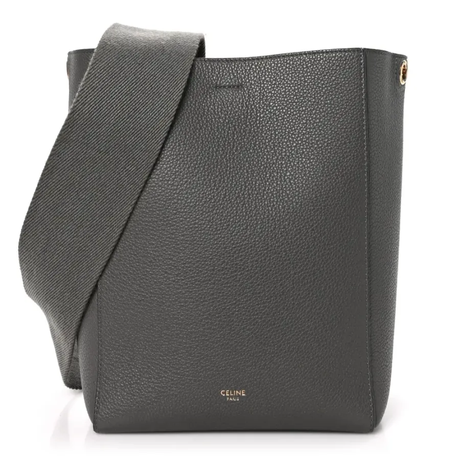 Celine Small Sangle Bucket Bag Kohl Soft Grained Calfskin Leather Gold Hardware