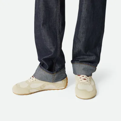 Bottega Veneta Orbit Flash Sneakers In Caramel/Sea Salt Suede And Nylon Lace-Up Sneaker With Leather Trims