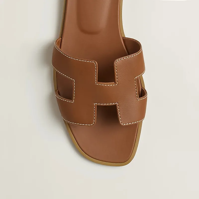HERMES Oran Brown Slippers