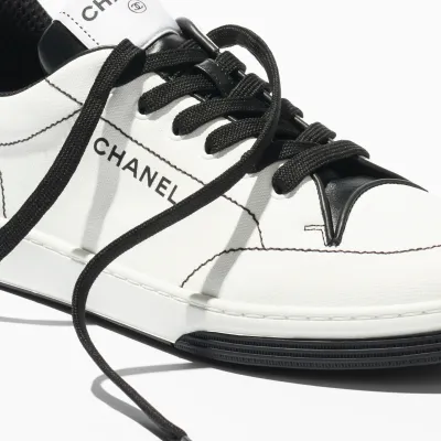 White and black cotton Chanel Sneakers