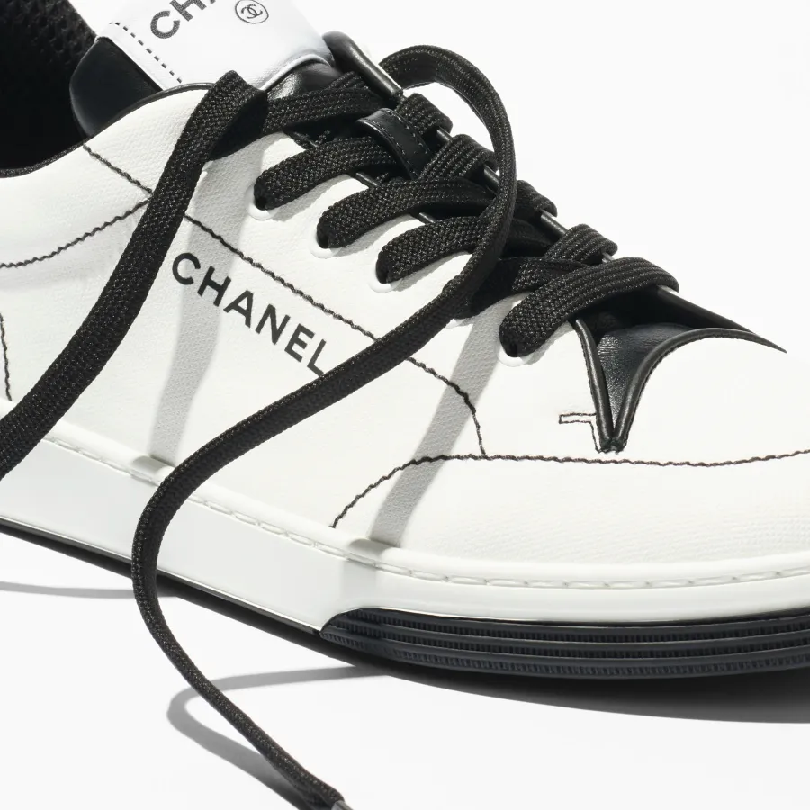 White and black cotton Chanel Sneakers