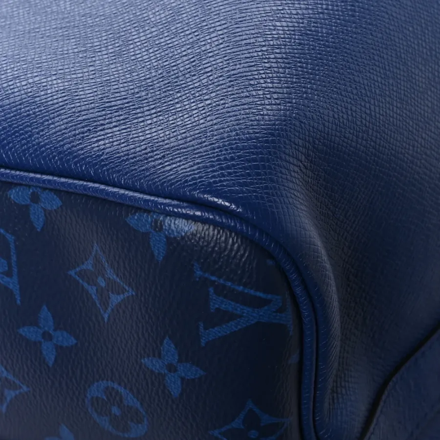 Louis Vuitton Keepall Bandouliere 50 Pacific Blue Taiga Leather & Monogram Eclipse Canvas Silver Hardware