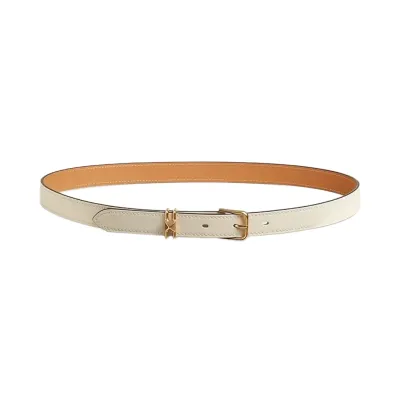 Hermès Women' s Square Buckle Belt In Black/White Epsom Calfskin With Gold Hardware 20mm
