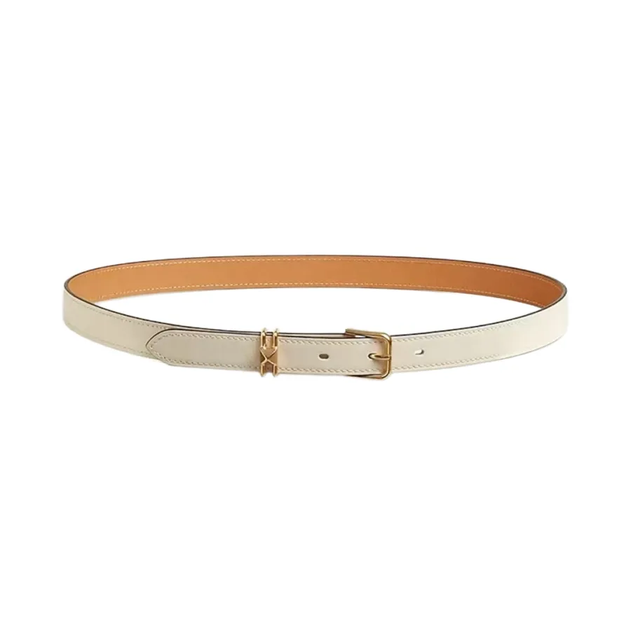 Hermès Women' s Square Buckle Belt In Black/White Epsom Calfskin With Gold Hardware 20mm