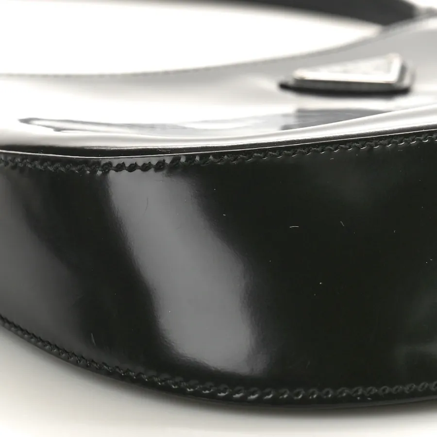 Prada Medium Cleo Shoulder Bag Black Spazzolato Leather Silver Hardware