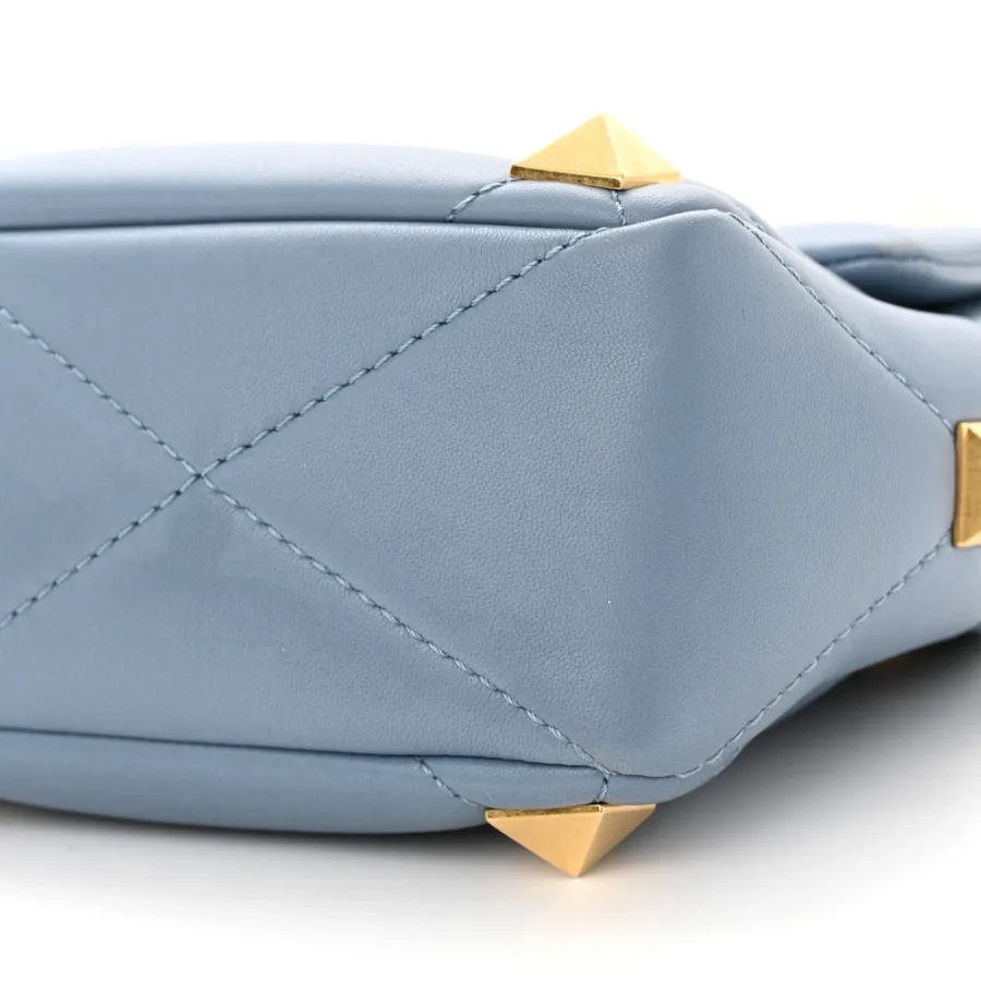 Valentino Garavani Large Roman Stud Shoulder Bag Niagara Nappa Leather Gold Hardware