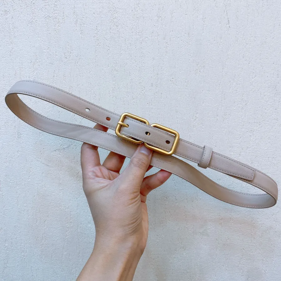 Saint Laurent Double Frame Buckle Belt In Black/Brown/Beige/White Calfskin With Gold Hardware 20mm