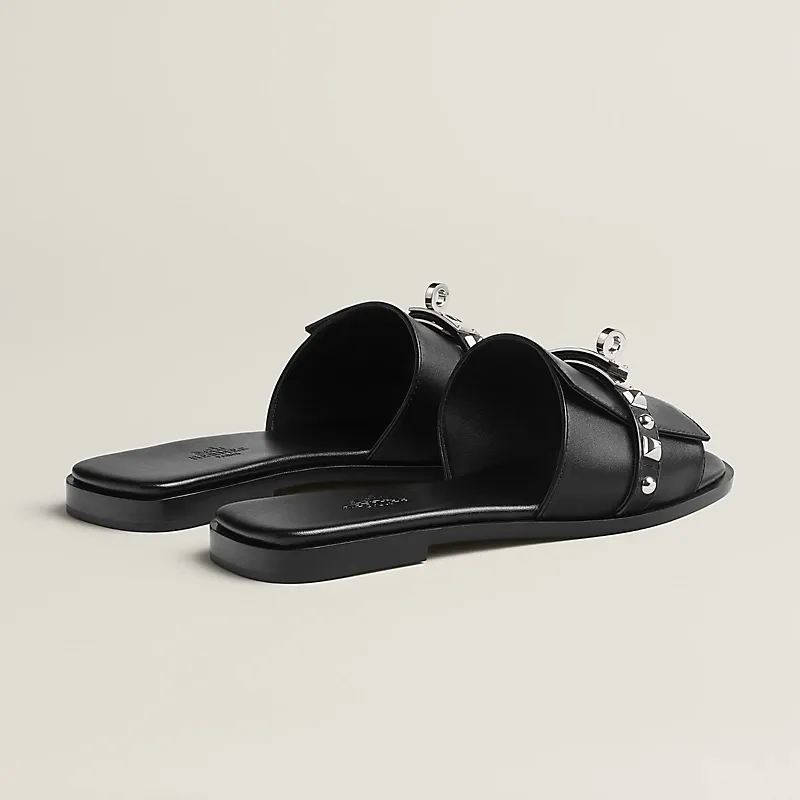 HERMES Giulia Black Slippers