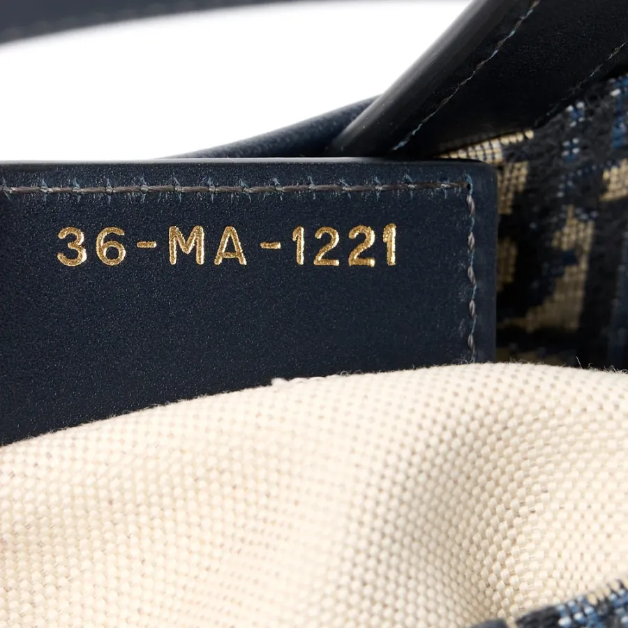 Dior Medium Saddle Bag Blue Oblique Canvas Brass Hardware