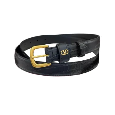 Valentino Square Buckle Belt In Brown/Black/Red/White Calfskin With Gold/Silver Hardware 25mm