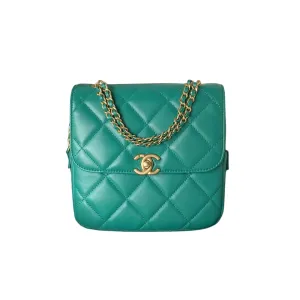 Chanel Green / White / Pink / Black Quilted Lambskin Leather Backpacks