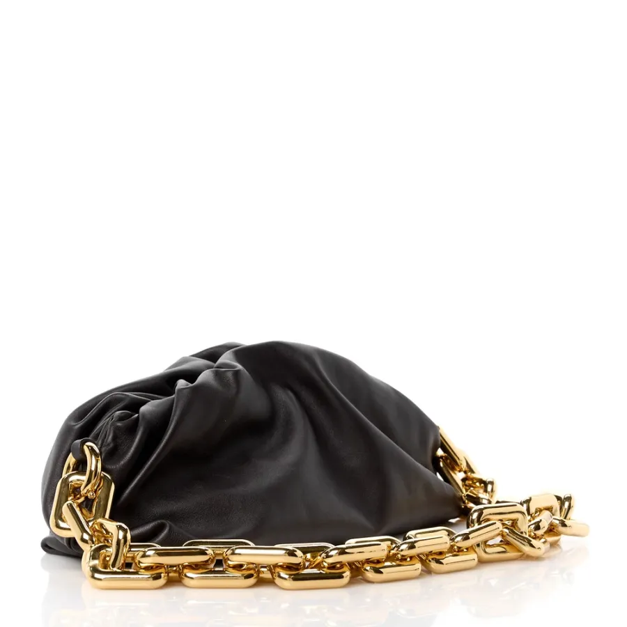 Bottega Veneta Medium The Pouch Chain Black Calfskin Leather