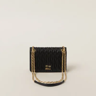 Miu Miu Quilted Lambskin Leather Black Crossbody Bags