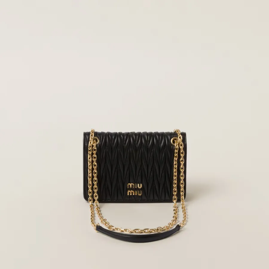 Miu Miu Quilted Lambskin Leather Black Crossbody Bags