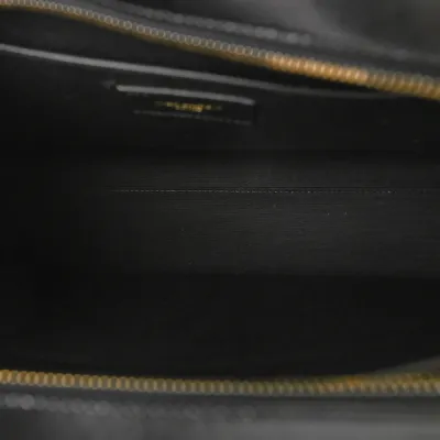 Saint Laurent Medium Uptown Tote Black Shiny Calfskin Leather Gold Hardware