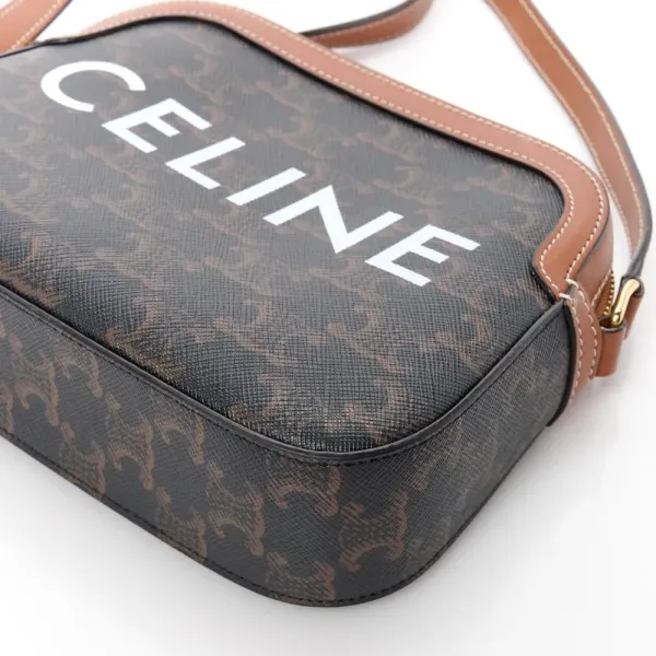 Celine Small Camera Bag Tan Triomphe Canvas Gold Hardware - Image 5