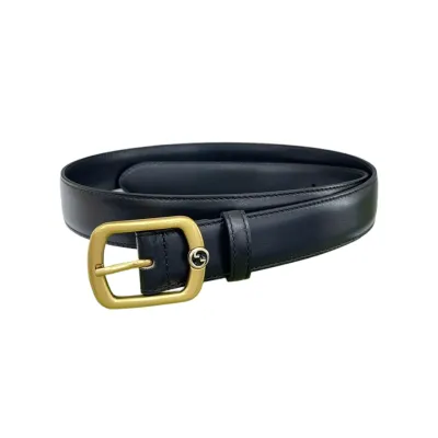 Gucci Women's Rectangular Buckle Belt In Black/Coffee/Brown/Red Smooth Calfskin With Gold Hardware 30mm