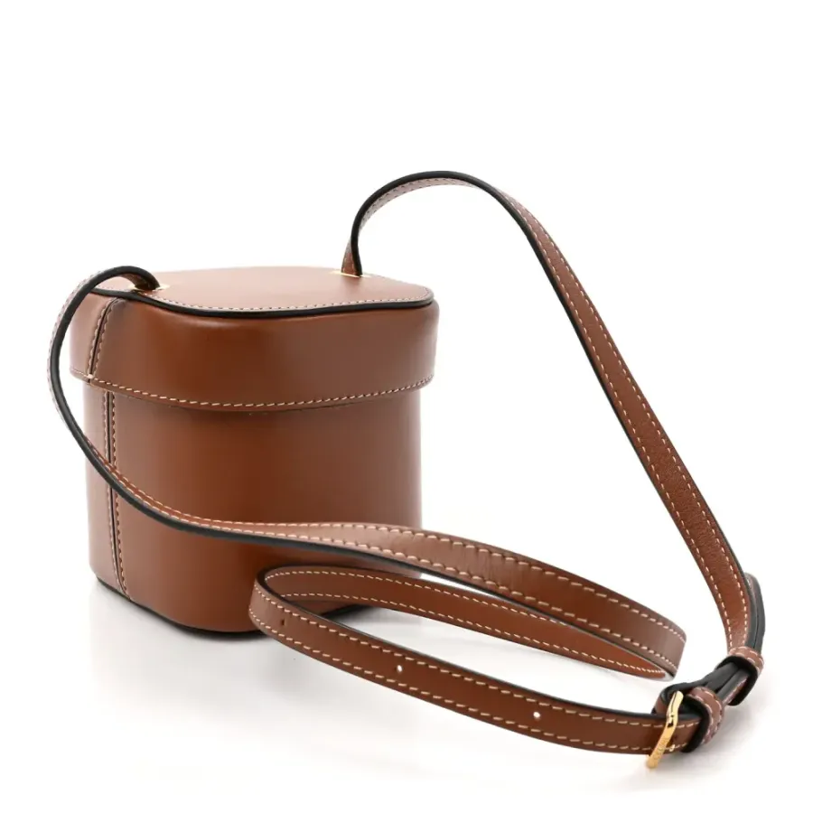 Celine Small Cuir Triomphe Box Tan Smooth Calfskin Leather Gold Hardware