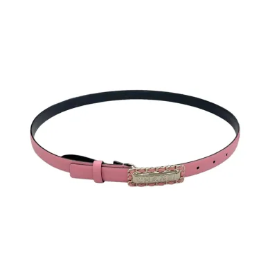 Chanel Women's Rectangled Buckle Thin Belt In Brown/Arrowroot/Champagne Gold/Pink/Pale Pink/Red/Black/White Calfskin With Gold/Silver Hardware 20mm