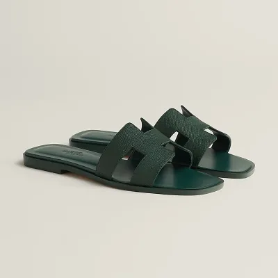 HERMES Oran Green Slippers
