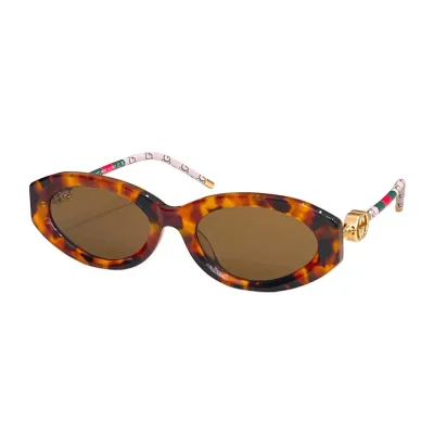 Gucci Oval glasses leopard/natural salmon/transparent black/black/black brown/leopard brown/black orange/natural salmon red/black with grey guccissima color Size 55口20-145