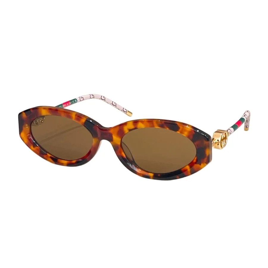 Gucci Oval glasses leopard/natural salmon/transparent black/black/black brown/leopard brown/black orange/natural salmon red/black with grey guccissima color Size 55口20-145