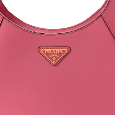 Prada Medium Shoulder Bag Black/Pink Box Calfskin Leather Gold Hardware