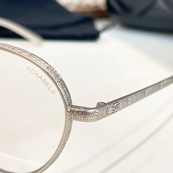 CHANEL round frame glasses silver color SIZE50口19-140 - Image 5