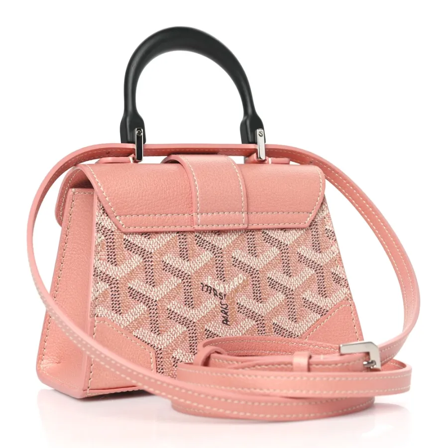 Goyard Nano Saigon Bag Pearly Coral Iridescent Goyardine Canvas Silver Hardware