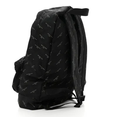 Balenciaga Medium Print Explorer Backpack Black/Gold Twill Nylon Allover Logo