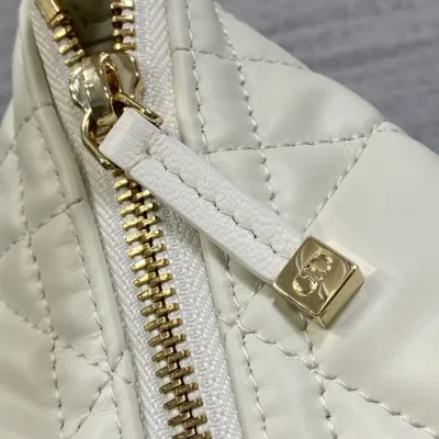 Dior Small D-Journey Bag in White Macrocannage Lambskin Gold Hardware