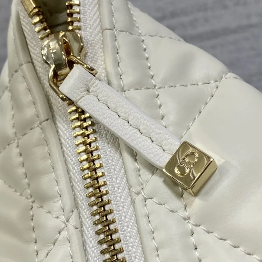 Dior Small D-Journey Bag in White Macrocannage Lambskin Gold Hardware