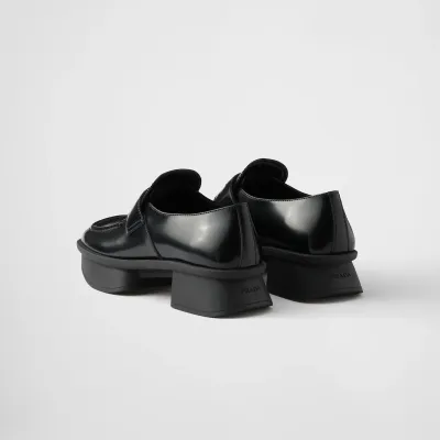 PRADA Equal black shiny leather loafers