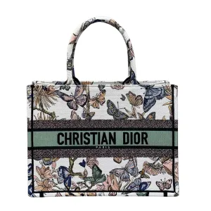 Dior Medium Dior Book Tote White Multicolor Toile de Jouy Mexico Embroidery