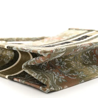 Dior Medium Brocart Book Tote Metallic Green Embroidered Canvas