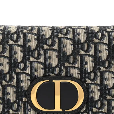 Dior Small Montaigne 30 2-in-1 Pouch Blue Oblique Canvas Gold Hardware